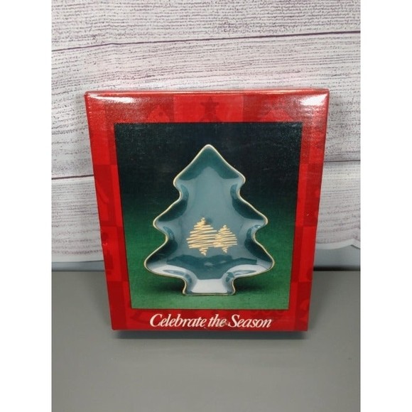 VINTAGE 1994 May Department Stores Company Tree Decal Candy Dish w/ Gold Accents - Picture 1 of 6